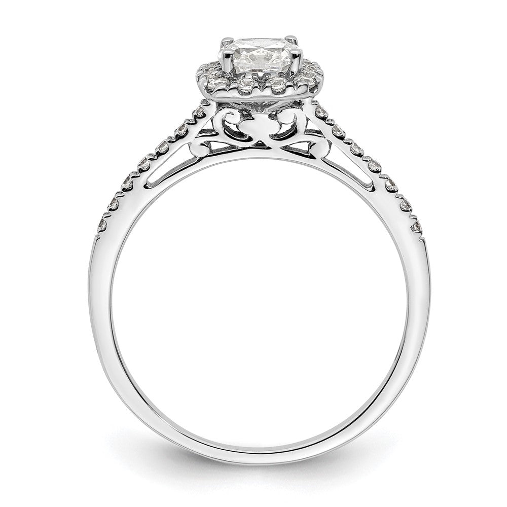 14K Weißgold Kissen Heiligenschein Synthetisch Diamant Verlobungsring