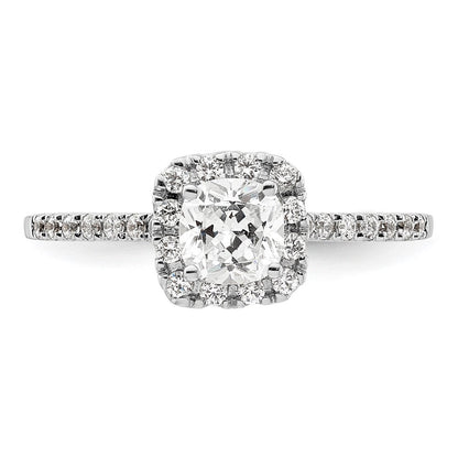 14K Weißgold Kissen Heiligenschein Synthetisch Diamant Verlobungsring