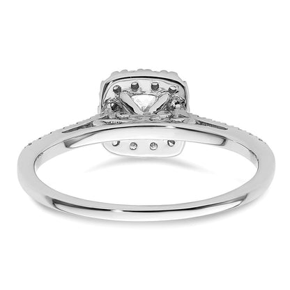 14K Weißgold Kissen Heiligenschein Synthetisch Diamant Verlobungsring