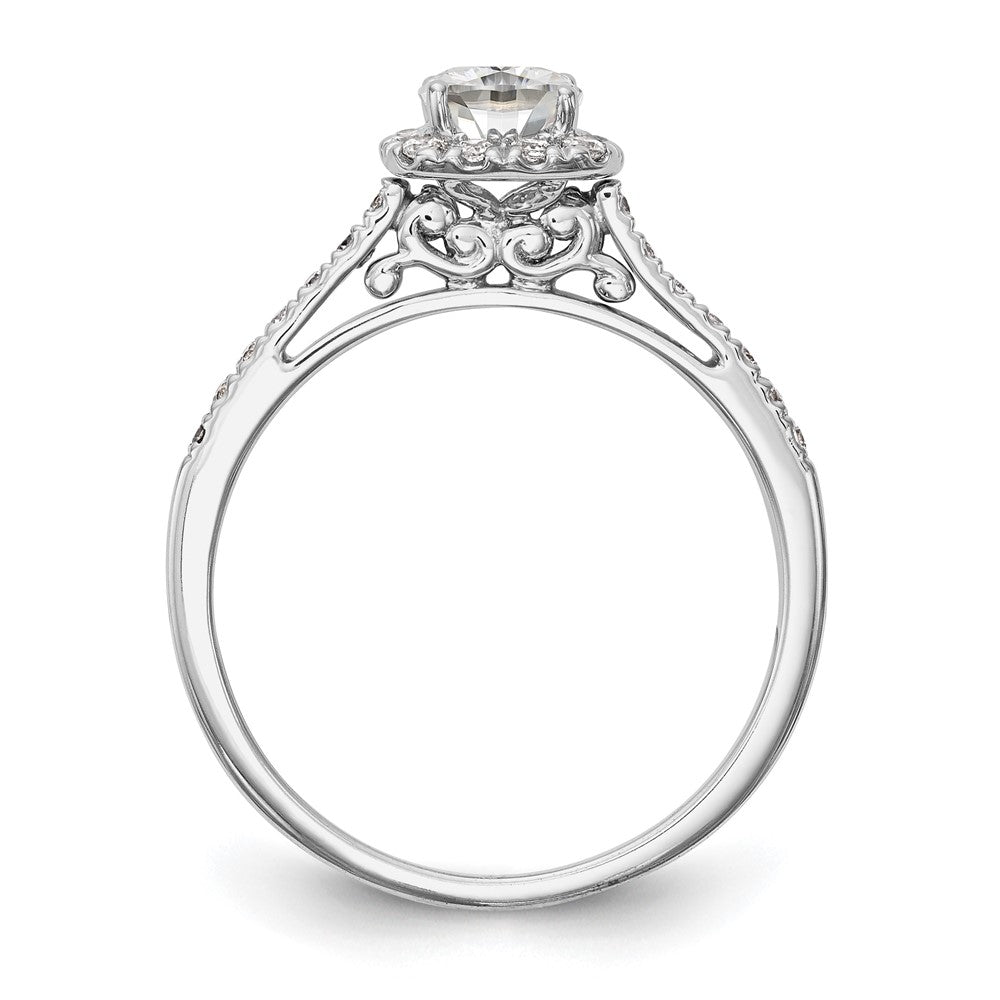 14K Weißgold Kissen Heiligenschein Synthetisch Diamant Verlobungsring