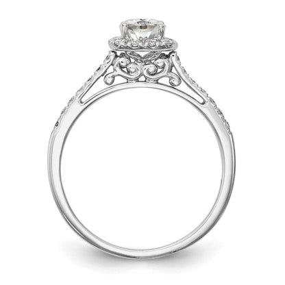 14K Weißgold Kissen Heiligenschein Synthetisch Diamant Verlobungsring