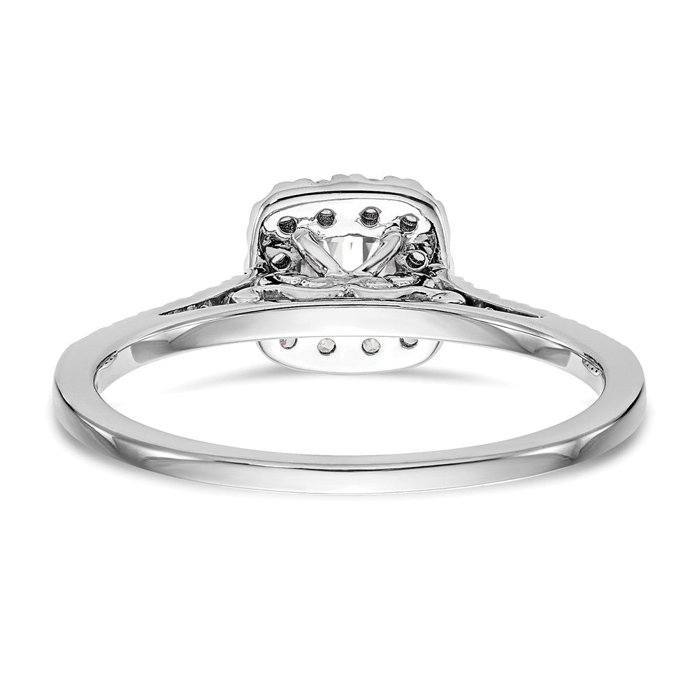 14K Weißgold Kissen Heiligenschein Synthetisch Diamant Verlobungsring