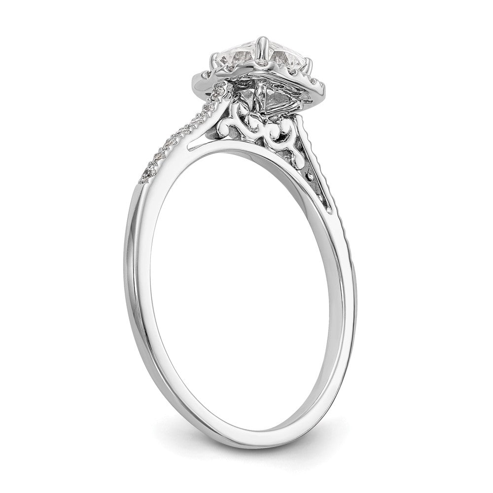 14K Weißgold Kissen Heiligenschein Synthetisch Diamant Verlobungsring
