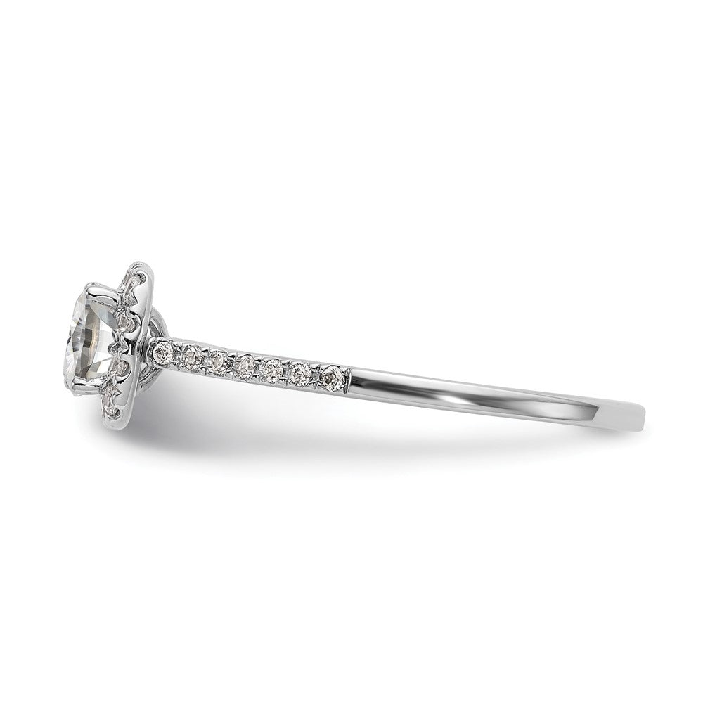 14K Bicolor Heiligenschein (holds 1 Karat (5.3mm) Kissen Mittig) 1/4 Diamant Halbfassung Verlobungsring