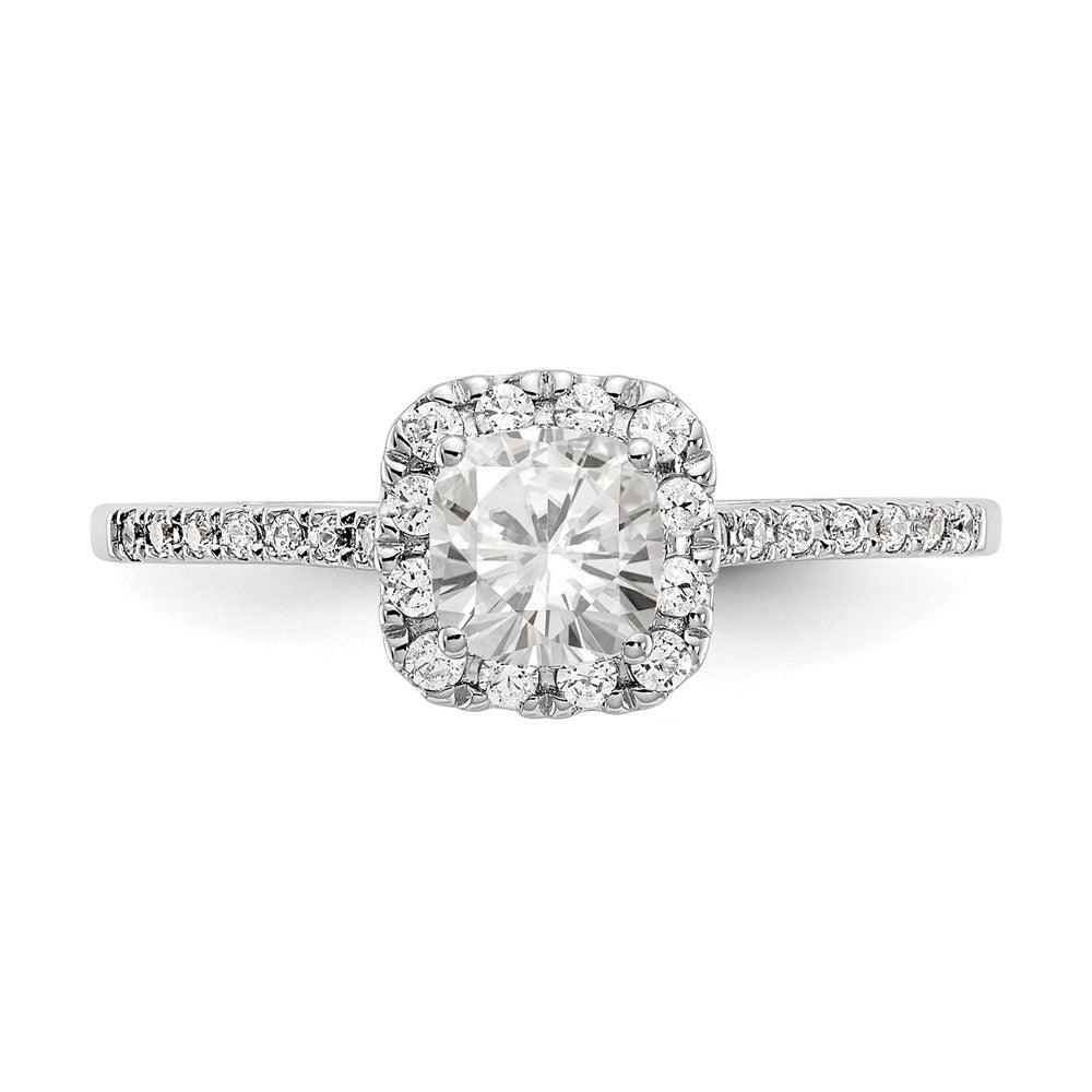 14K Bicolor Heiligenschein (holds 1 Karat (5.3mm) Kissen Mittig) 1/4 Diamant Halbfassung Verlobungsring