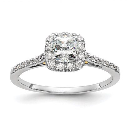 14K Bicolor Heiligenschein (holds 1 Karat (5.3mm) Kissen Mittig) 1/4 Diamant Halbfassung Verlobungsring