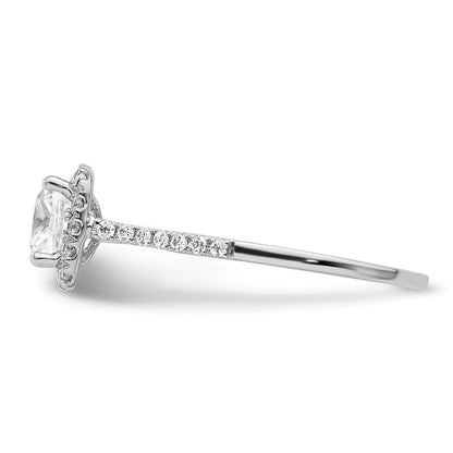 14K Weißgold Kissen Heiligenschein Synthetisch Diamant Verlobungsring