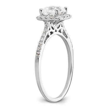 14K Weißgold Kissen Heiligenschein Synthetisch Diamant Verlobungsring
