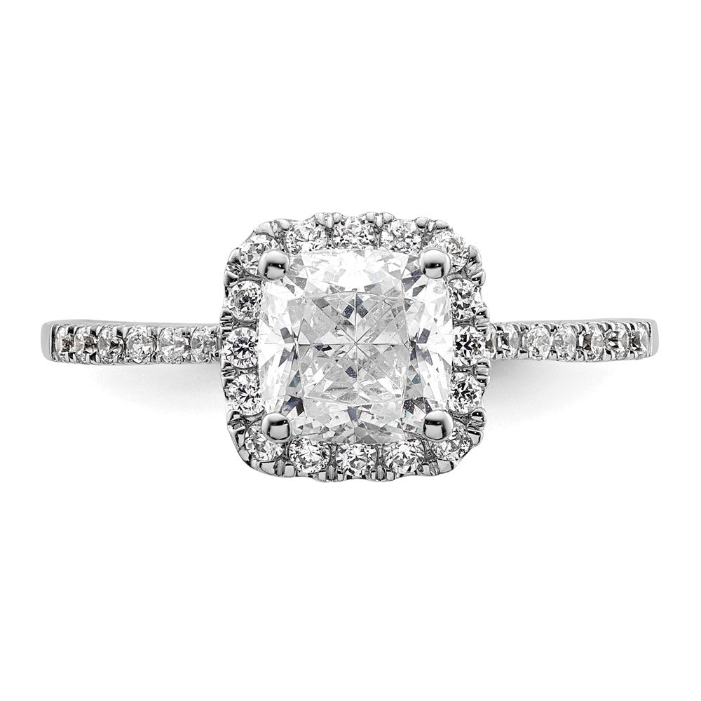 14K Bicolor Kissen Heiligenschein Synthetisch Diamant Verlobungsring