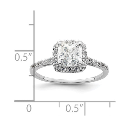 14K Bicolor Kissen Heiligenschein Synthetisch Diamant Verlobungsring