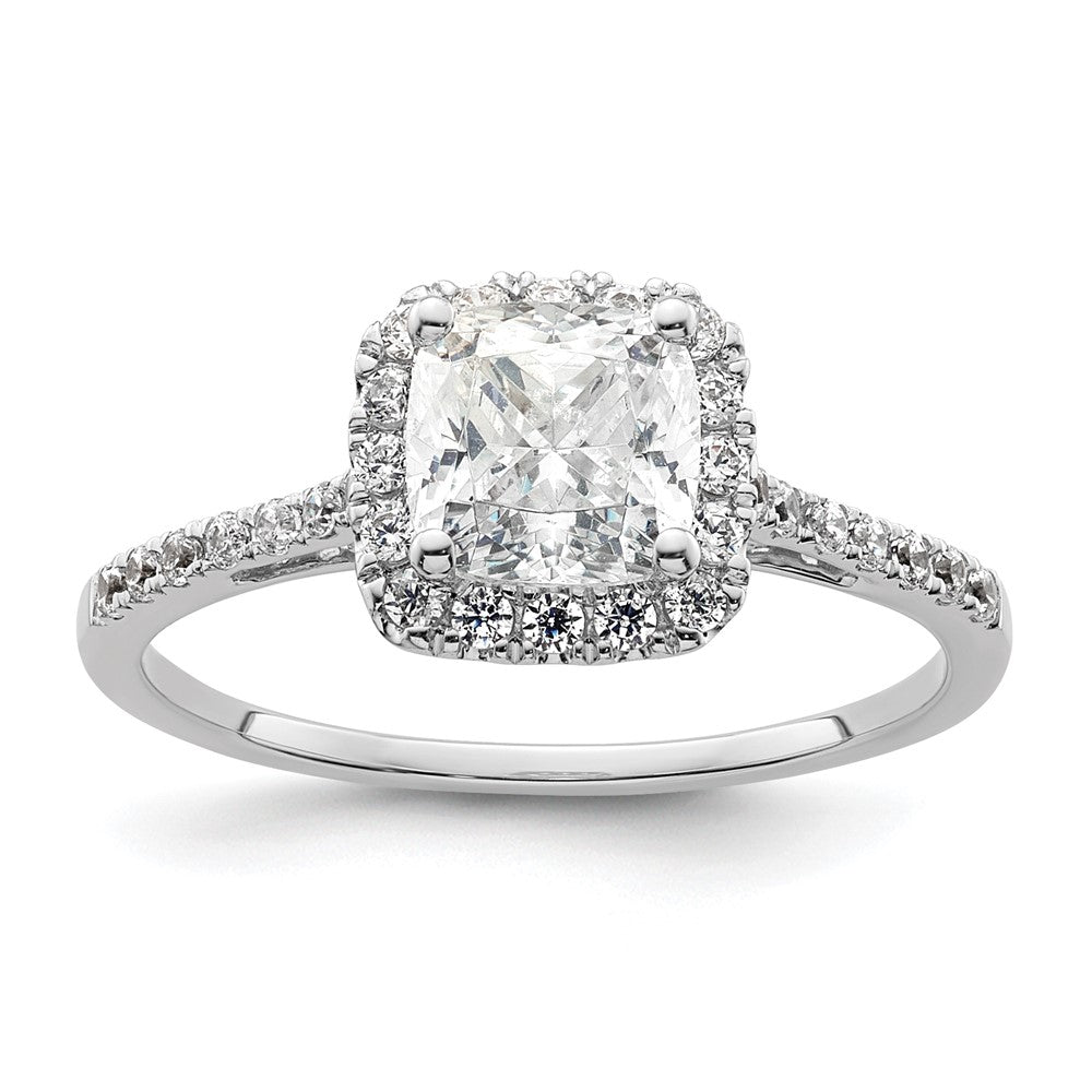 14K Bicolor Kissen Heiligenschein Synthetisch Diamant Verlobungsring