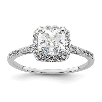 14K Bicolor Kissen Heiligenschein Synthetisch Diamant Verlobungsring