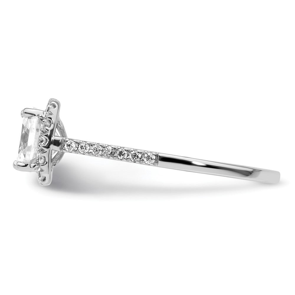 14K Weißgold Kissen Heiligenschein Synthetisch Diamant Verlobungsring