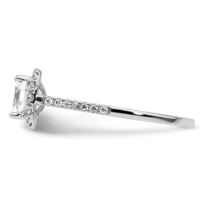 14K Weißgold Kissen Heiligenschein Synthetisch Diamant Verlobungsring