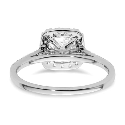 14K Weißgold Kissen Heiligenschein Synthetisch Diamant Verlobungsring