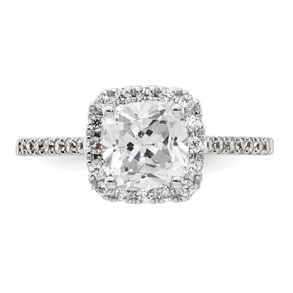 14K Bicolor Kissen Heiligenschein Synthetisch Diamant Verlobungsring