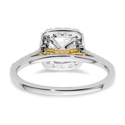 14K Bicolor Kissen Heiligenschein Synthetisch Diamant Verlobungsring