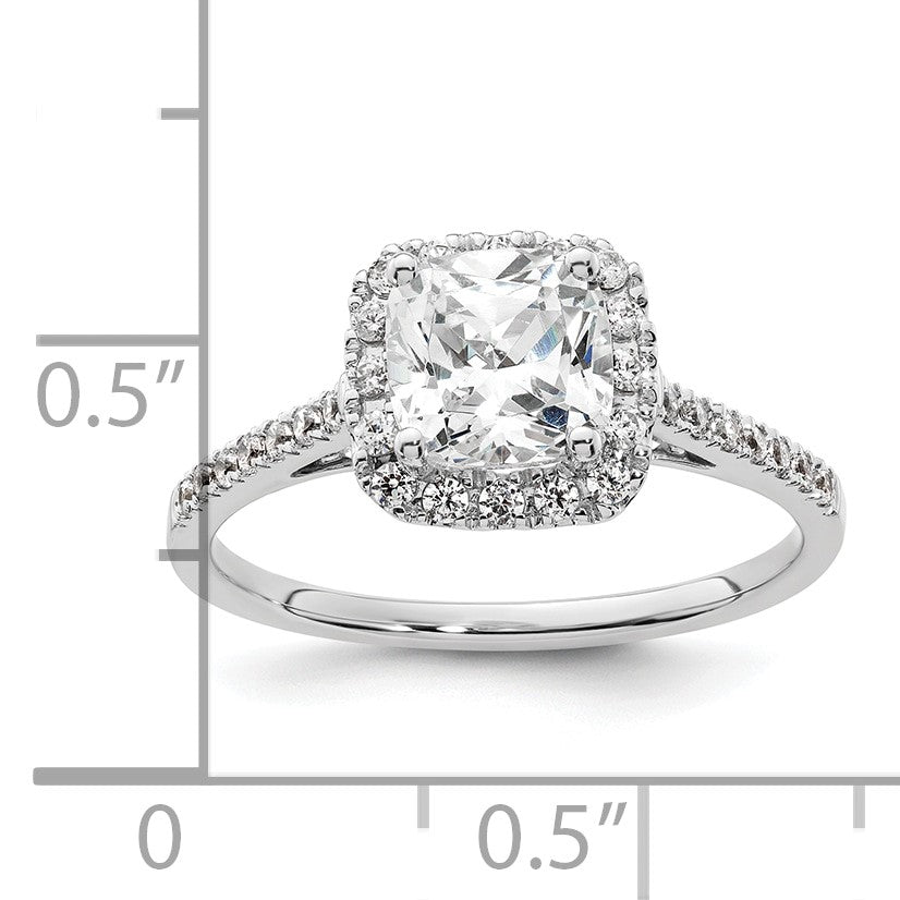 14K Bicolor Kissen Heiligenschein Synthetisch Diamant Verlobungsring