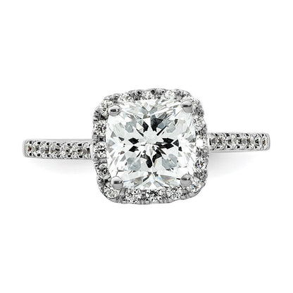 14K Weißgold Kissen Heiligenschein Synthetisch Diamant Verlobungsring
