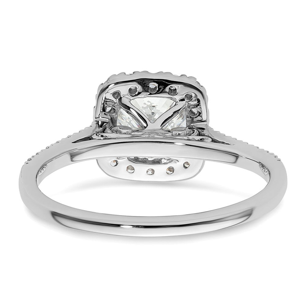 14K Weißgold Kissen Heiligenschein Synthetisch Diamant Verlobungsring