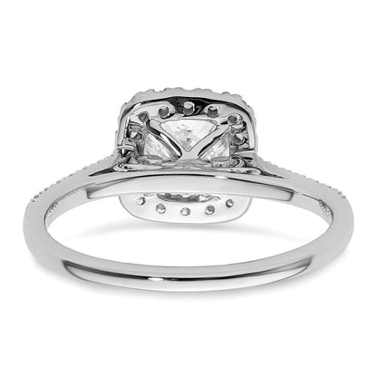 14K Weißgold Kissen Heiligenschein Synthetisch Diamant Verlobungsring
