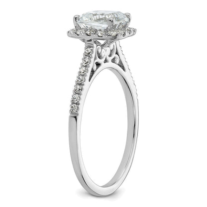 14K Weißgold Kissen Heiligenschein Synthetisch Diamant Verlobungsring