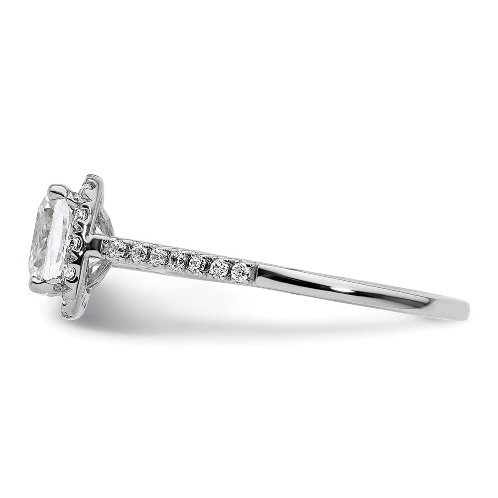 14K Bicolor Kissen Heiligenschein Synthetisch Diamant Verlobungsring
