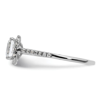 14K Bicolor Kissen Heiligenschein Synthetisch Diamant Verlobungsring