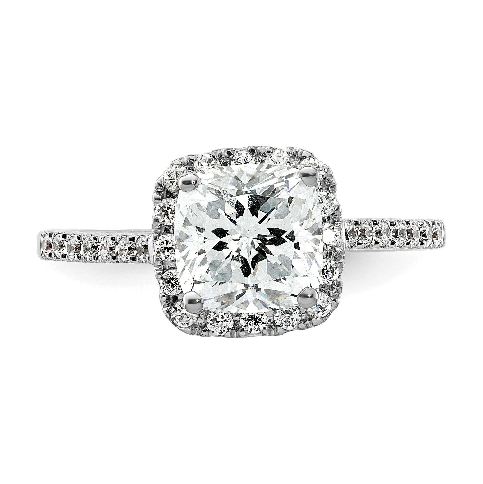 14K Bicolor Kissen Heiligenschein Synthetisch Diamant Verlobungsring