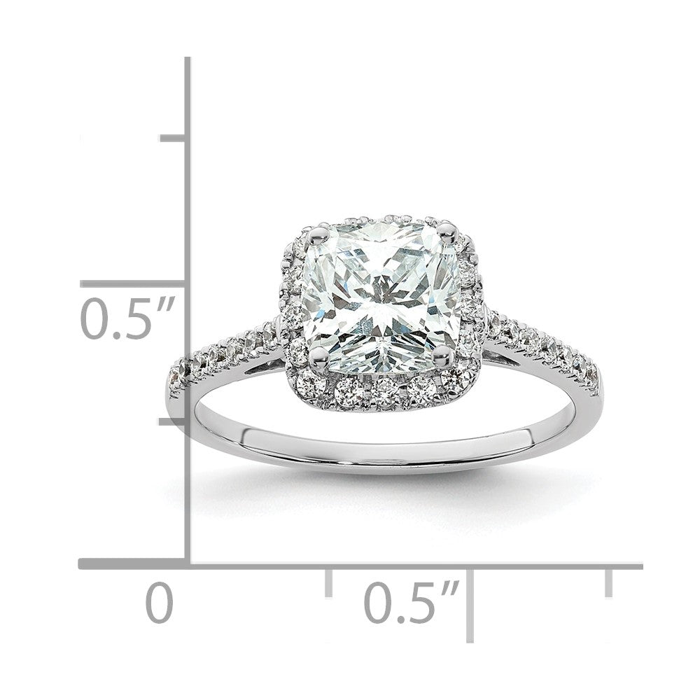 14K Bicolor Kissen Heiligenschein Synthetisch Diamant Verlobungsring
