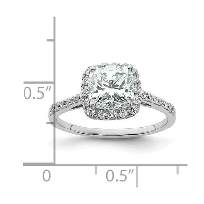 14K Bicolor Kissen Heiligenschein Synthetisch Diamant Verlobungsring