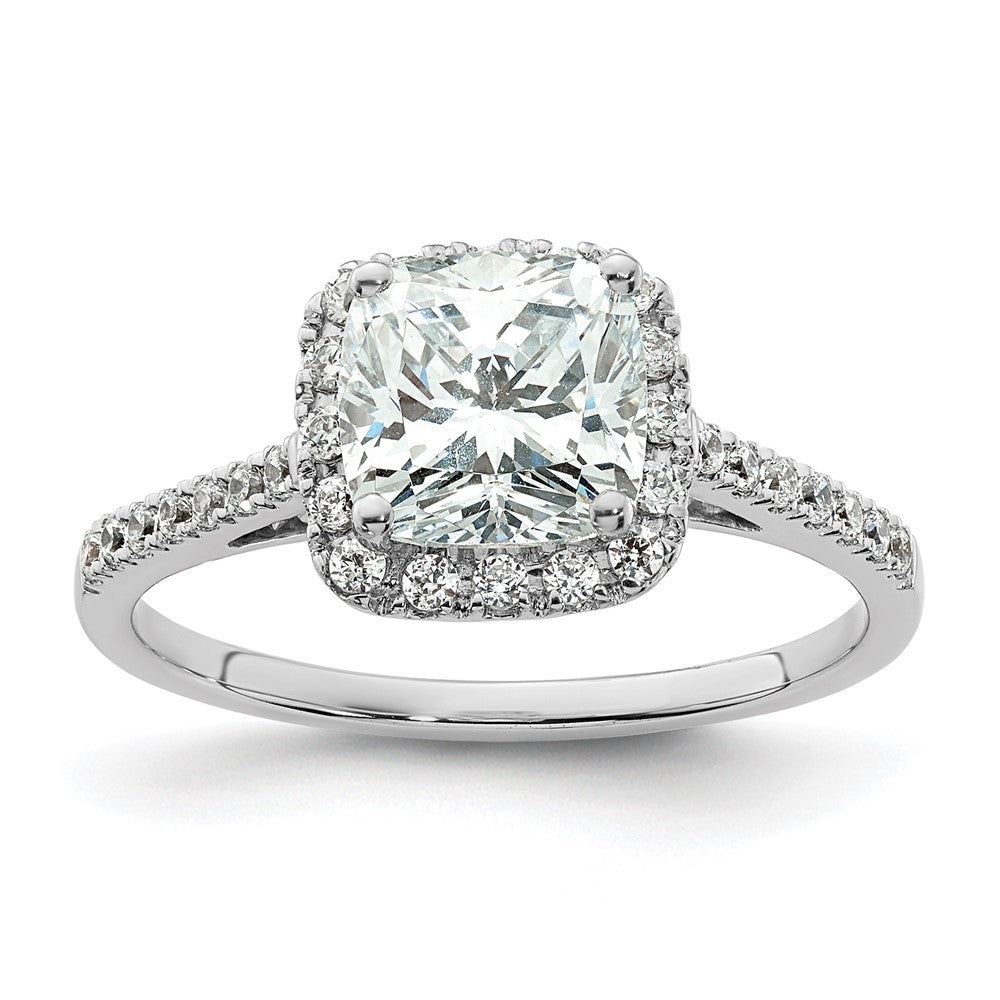 14K Bicolor Kissen Heiligenschein Synthetisch Diamant Verlobungsring