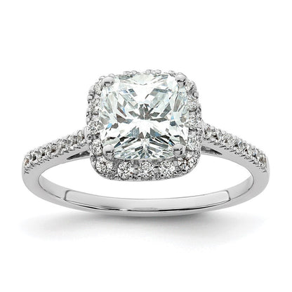 14K Bicolor Kissen Heiligenschein Synthetisch Diamant Verlobungsring