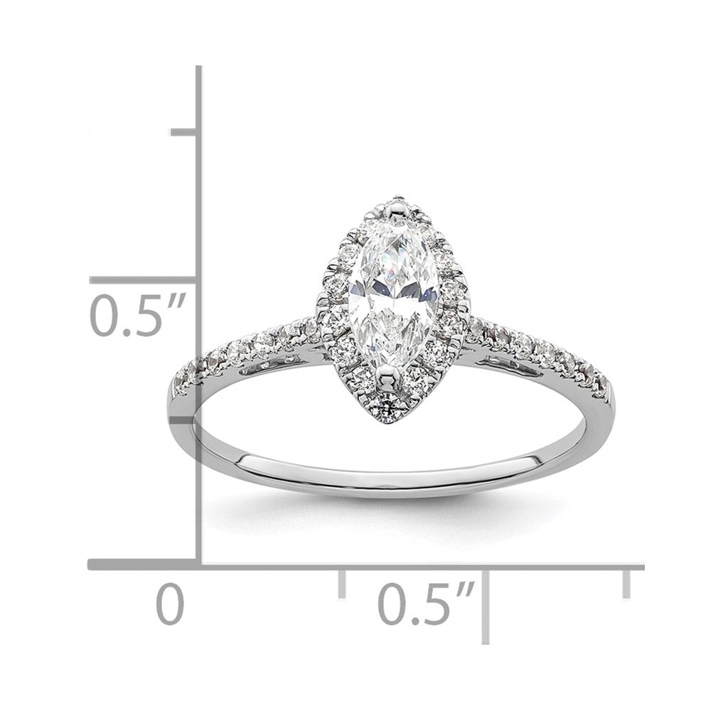 1/3 Ct. Natürlich Marquise Schliff Diamant Halbfassung Verlobungsring in 14K Weißgold
