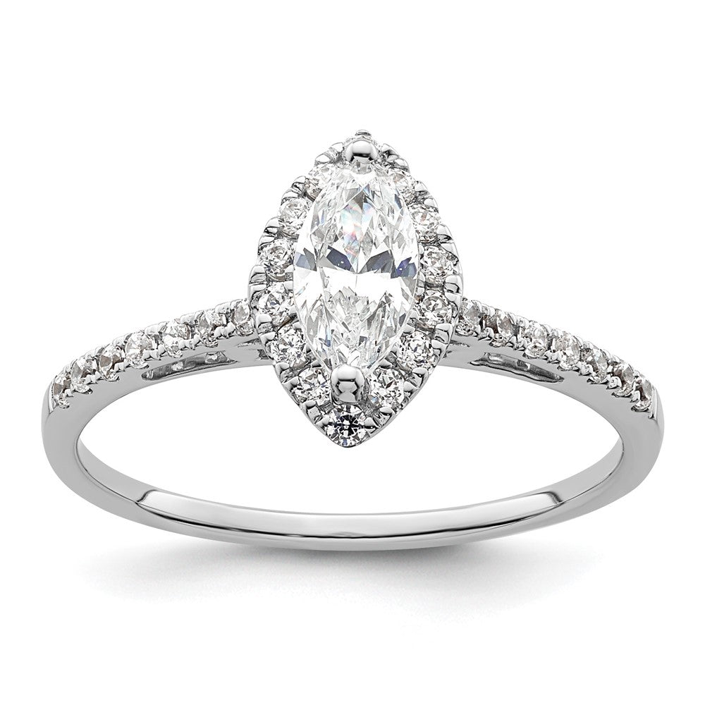 1/3 Ct. Natürlich Marquise Schliff Diamant Halbfassung Verlobungsring in 14K Weißgold