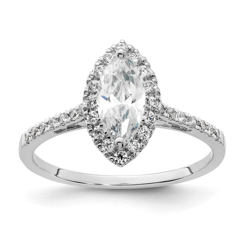 14K Weißgold Heiligenschein (holds 3/4 Karat (9.0x4.5mm) Marquise Mittig) 1/3 Karat Diamant Halbfassung Verlobungsring
