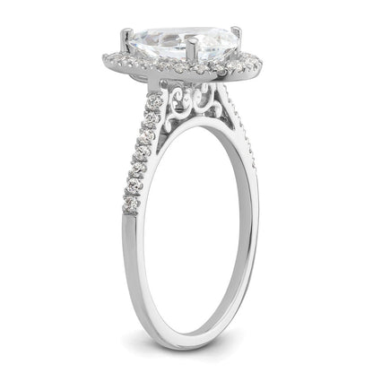 1/3 Ct. Natürlich Tropfen Form Diamant Halbfassung Verlobungsring in 14K Weißgold