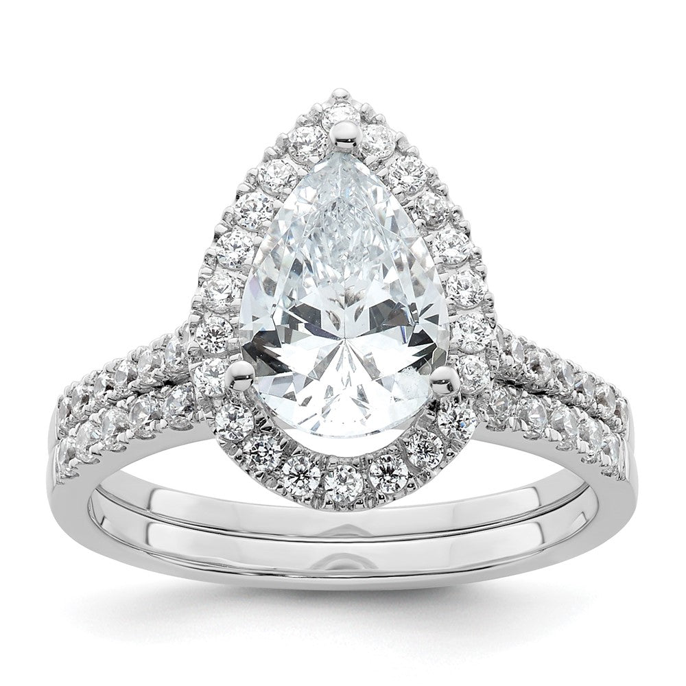 1/3 Ct. Natürlich Tropfen Form Diamant Halbfassung Verlobungsring in 14K Weißgold