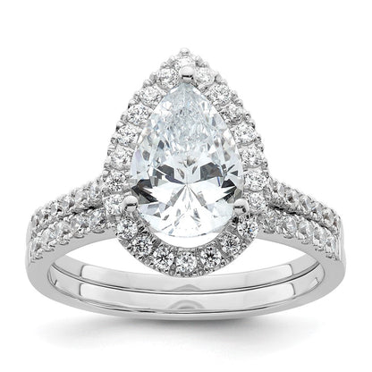 1/3 Ct. Natürlich Tropfen Form Diamant Halbfassung Verlobungsring in 14K Weißgold