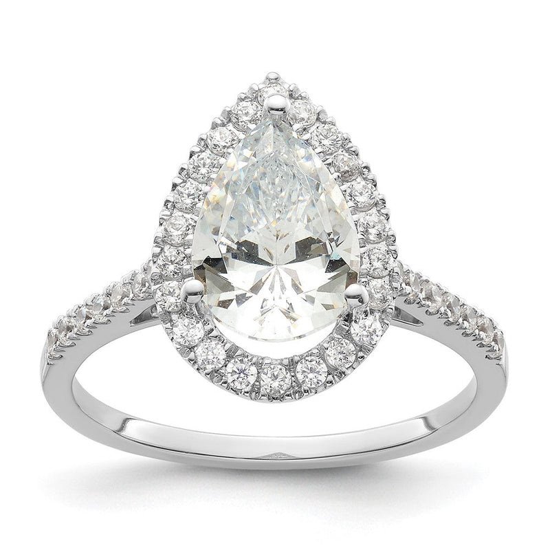 1/3 Ct. Natürlich Tropfen Form Diamant Halbfassung Verlobungsring in 14K Weißgold