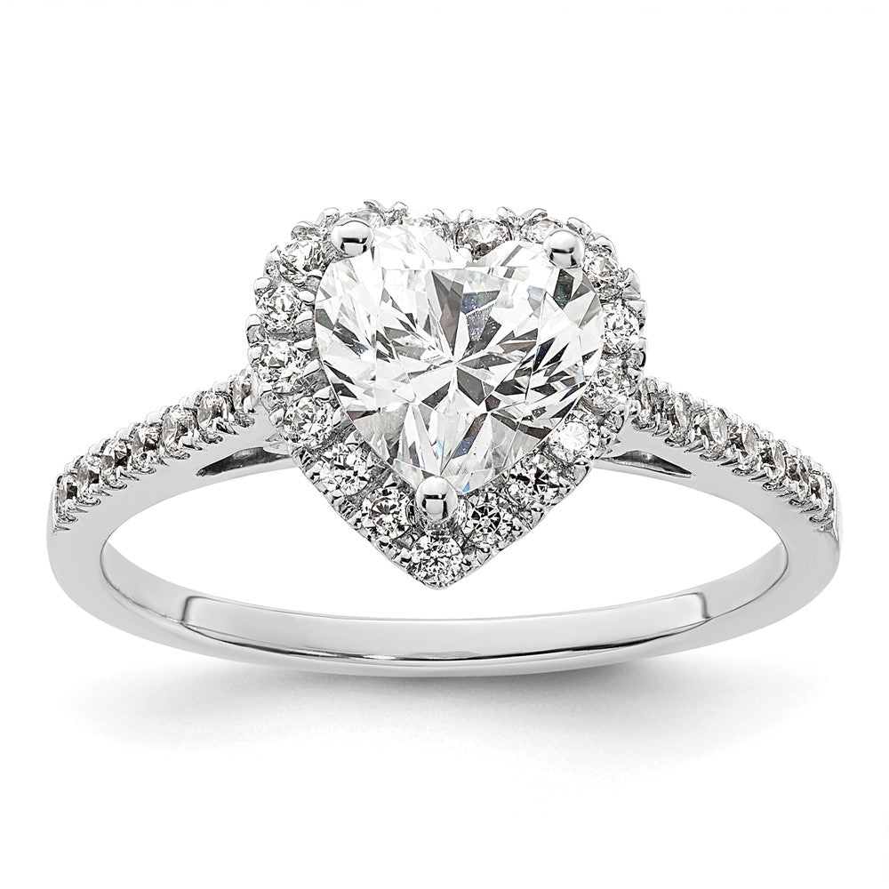 1/3 Ct. Natürlich Herz Form Diamant Halbfassung Verlobungsring in 14K Weißgold