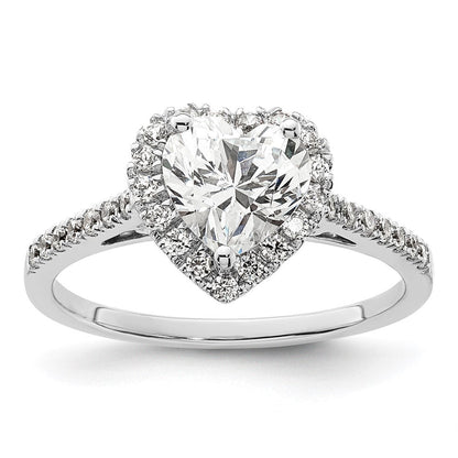 1/3 Ct. Natürlich Herz Form Diamant Halbfassung Verlobungsring in 14K Weißgold