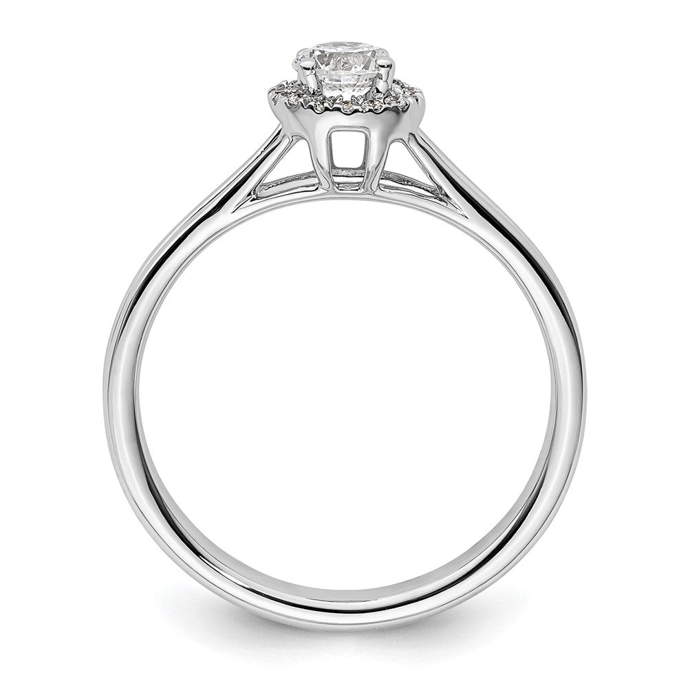 14K Weißgold Rund Heiligenschein Synthetisch Diamant Split Shank Verlobungsring