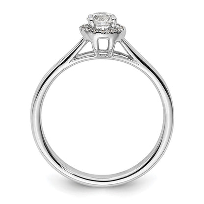 14K Weißgold Rund Heiligenschein Synthetisch Diamant Split Shank Verlobungsring