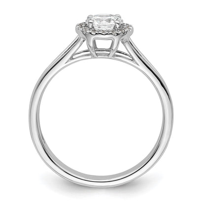 14K Weißgold Rund Heiligenschein Synthetisch Diamant Split Shank Verlobungsring