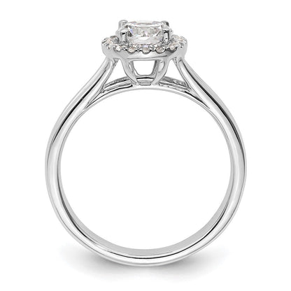 14K Weißgold Rund Heiligenschein Synthetisch Diamant Split Shank Verlobungsring