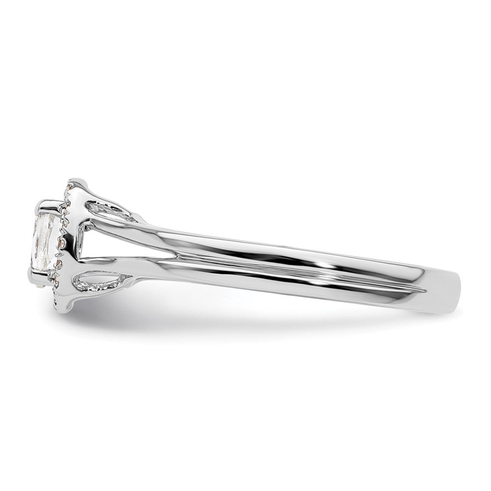14K Weißgold Oval Heiligenschein Synthetisch Diamant Split Shank Verlobungsring
