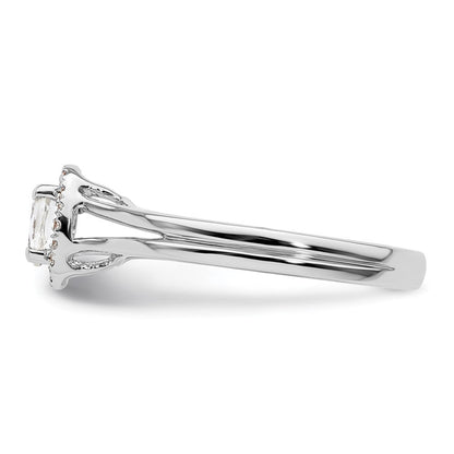 14K Weißgold Oval Heiligenschein Synthetisch Diamant Split Shank Verlobungsring