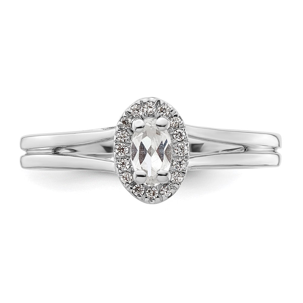 14K Weißgold Oval Heiligenschein Synthetisch Diamant Split Shank Verlobungsring