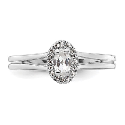 14K Weißgold Oval Heiligenschein Synthetisch Diamant Split Shank Verlobungsring